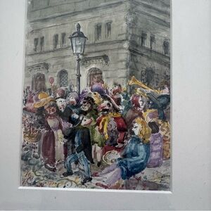 Jakob‎ Zimmermann Fasnacht Swiss Watercolor Painting (Framed, Hand-Signed)